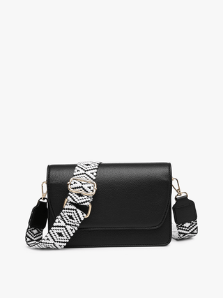 Noah Flapover Crossbody w/ Guitar Strap: Black - Shop Hidden Treasure Boutique