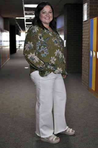 Olive Fall Floral Blouse - Shop Hidden Treasure Boutique
