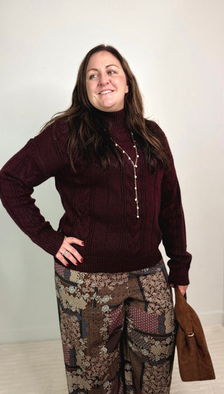 Opal Cable Mock Neck Sweater - Shop Hidden Treasure Boutique