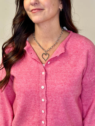 Open Heart Silver Necklace - Shop Hidden Treasure Boutique