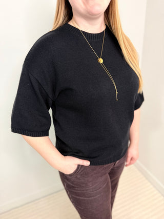 Oversized Black Sweater Top - Shop Hidden Treasure Boutique