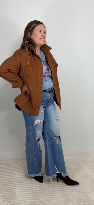 Oversized Step Hem Jacket - Shop Hidden Treasure Boutique