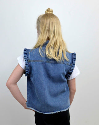 Patriotic Girls Denim Vest - Shop Hidden Treasure Boutique
