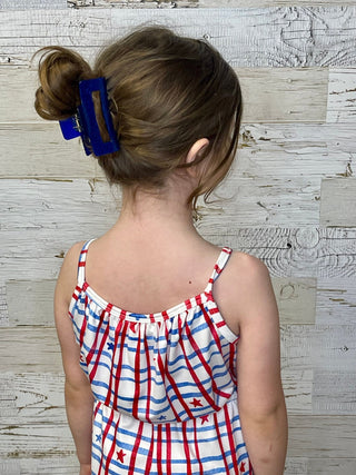 Patriotic Plaid Strappy Romper - Shop Hidden Treasure Boutique