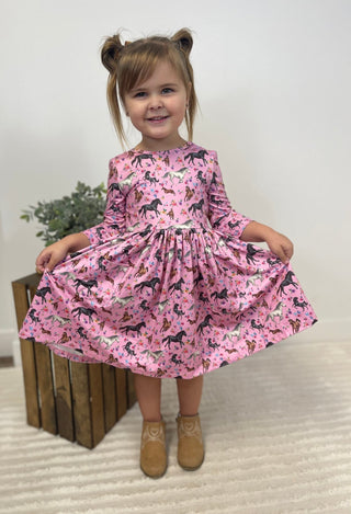 Pink Horsey Dress - Shop Hidden Treasure Boutique