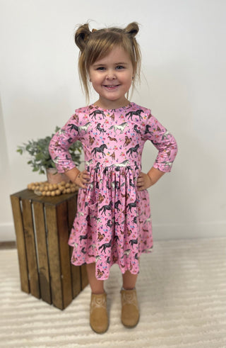 Pink Horsey Dress - Shop Hidden Treasure Boutique