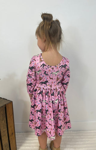 Pink Horsey Dress - Shop Hidden Treasure Boutique