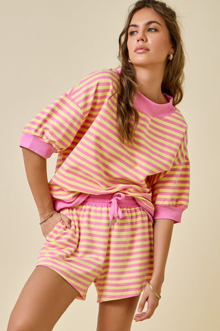 Pink Lemonade Terry Mock Neck - Shop Hidden Treasure Boutique