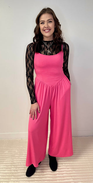 Pink Ribbed Jumpsuit - Shop Hidden Treasure Boutique