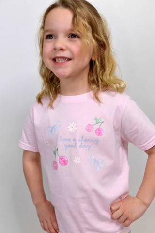 girls graphic tee with cherry and bows