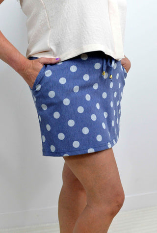 Polka Dot Denim Skort - Shop Hidden Treasure Boutique