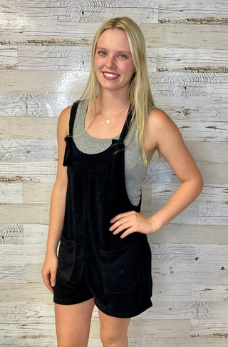 Poolside Terry Romper - Black - Shop Hidden Treasure Boutique