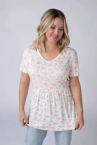 Pretty In Pink Floral Ruffle Top - Shop Hidden Treasure Boutique