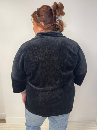 Prim Button Up Velvet Top - Shop Hidden Treasure Boutique