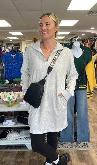 Quarter Zip Jersey Lounge Dress - Shop Hidden Treasure Boutique