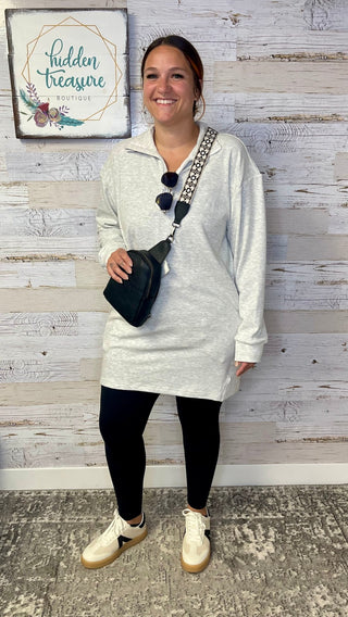 Quarter Zip Jersey Lounge Dress - Shop Hidden Treasure Boutique