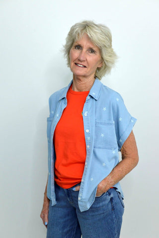 Quincy Star Print Short Sleeve Top - Shop Hidden Treasure Boutique