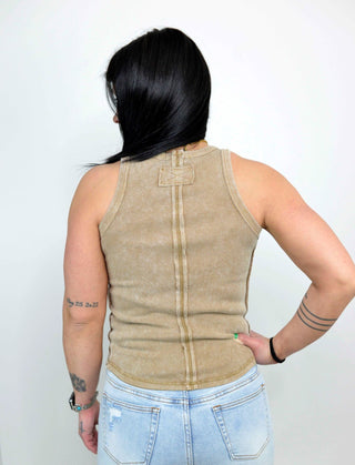 Raw Edge Brown Tank Top - Shop Hidden Treasure Boutique