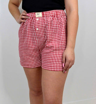 Red Gingham Boxer Shorts - Shop Hidden Treasure Boutique
