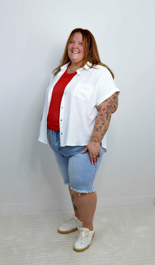 Red Open Knit Top - Shop Hidden Treasure Boutique