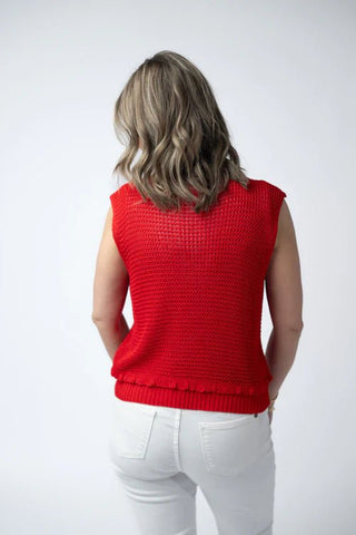 Red Open Knit Top - Shop Hidden Treasure Boutique