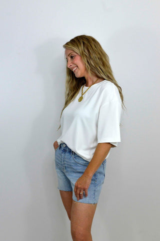 Reina Boxy Tee - White - Shop Hidden Treasure Boutique