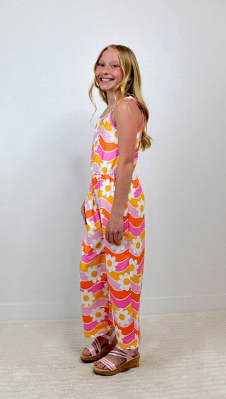 Retro Floral Girls Jumpsuit - Shop Hidden Treasure Boutique