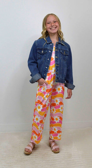 Retro Floral Girls Jumpsuit - Shop Hidden Treasure Boutique