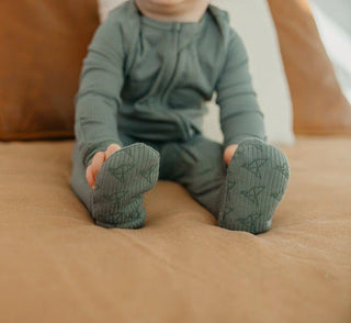 Rib Knit Footie Pajama - Moss - Shop Hidden Treasure Boutique