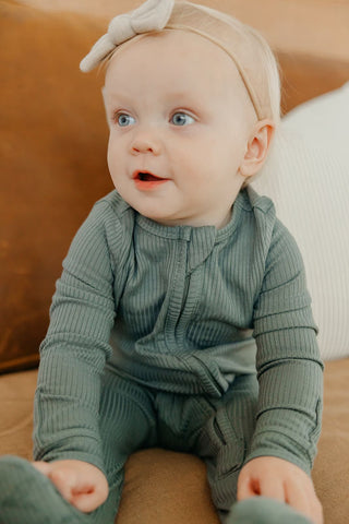 Rib Knit Footie Pajama - Moss for babies
