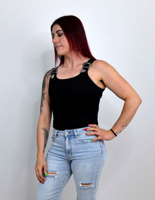 Ribbed Black Buckle Bodysuit - Shop Hidden Treasure Boutique