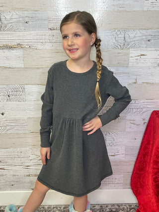 Ribbed Heather Grey Dress - Shop Hidden Treasure Boutique