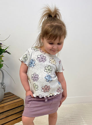Ribbed Lettuce Trim Tee - Daisy Dreams - Shop Hidden Treasure Boutique