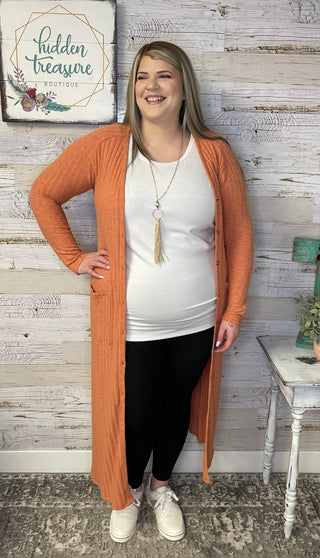 Ribbed Sunset Duster Cardigan - Shop Hidden Treasure Boutique