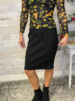 Riley Ribbed Black Skirt - Shop Hidden Treasure Boutique