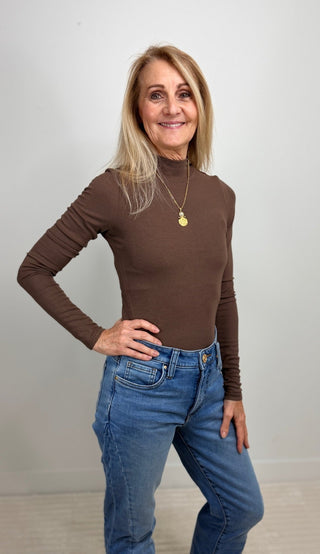 Ronan Brown Mock Neck - Shop Hidden Treasure Boutique