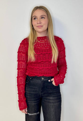 Rosalie Lace Top - Wine - Shop Hidden Treasure Boutique