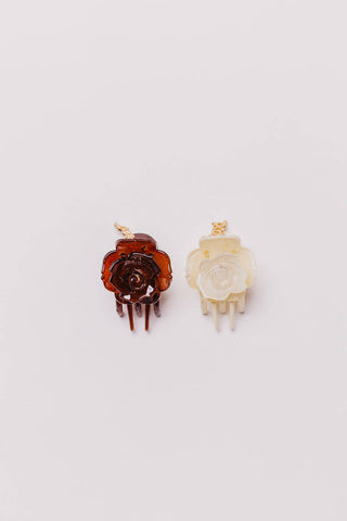 ROSE MINI CLIPS: BROWN & CREAM - Shop Hidden Treasure Boutique