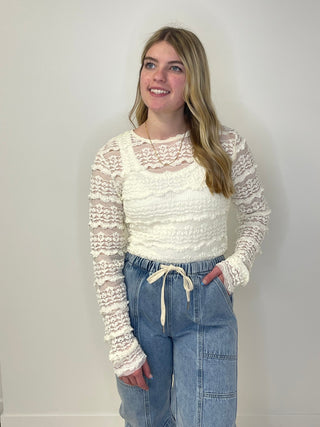 Rosealie Lace Top - Ivory - Shop Hidden Treasure Boutique