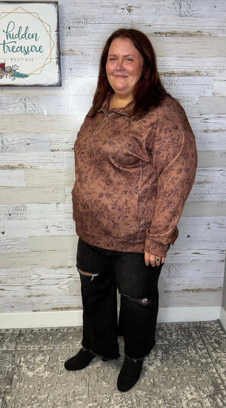 Rosewood Bloom Pullover - Shop Hidden Treasure Boutique