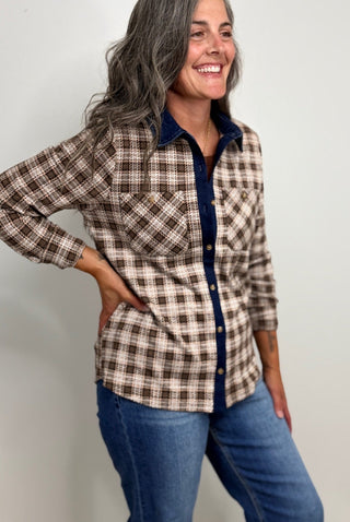 Rowe Denim Plaid Top - Shop Hidden Treasure Boutique