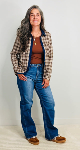 Rowe Denim Plaid Top - Shop Hidden Treasure Boutique