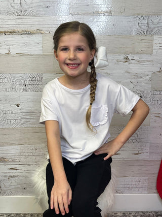 Ruffle Pocket Tee - White - Shop Hidden Treasure Boutique