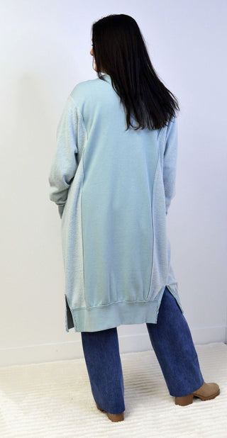 Sage Green Sweatshirt Cardigan - Shop Hidden Treasure Boutique
