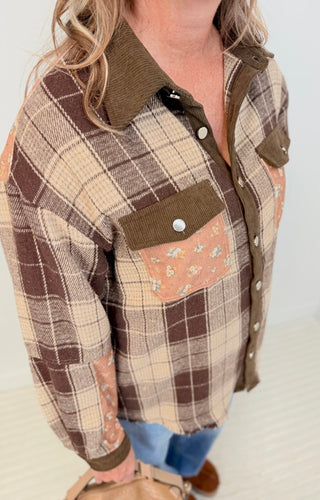 Scarlett Plaid Top - Brown - Shop Hidden Treasure Boutique