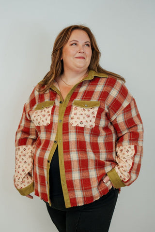Scarlett Plaid Top - Red Brick - Shop Hidden Treasure Boutique