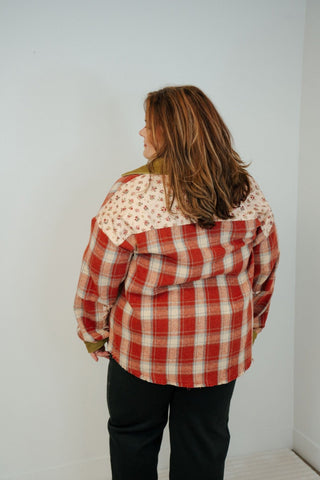 Scarlett Plaid Top - Red Brick - Shop Hidden Treasure Boutique