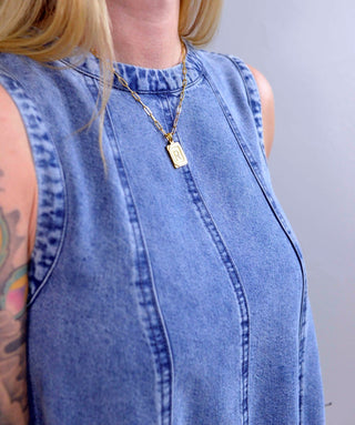 Scoop Neck Flare Denim Dress - Shop Hidden Treasure Boutique