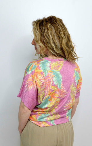 Scoop Neck Palm Leaf Top - Shop Hidden Treasure Boutique