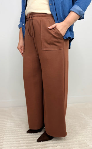 Scuba Brown Wide Leg Pants - Shop Hidden Treasure Boutique